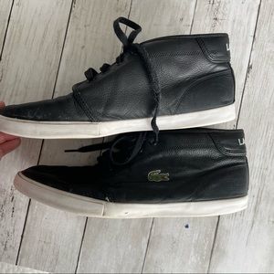 PREOWNED LACOSTE MENS SNEAKERS BLACK WHITE AMPTHILL SIZE 9.5